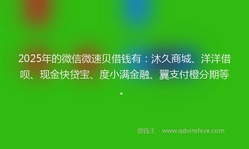 2025年的微信微速贝借钱有：沐久商城、洋洋借呗、现金快贷宝、度小满金融、翼支付橙分期等。
