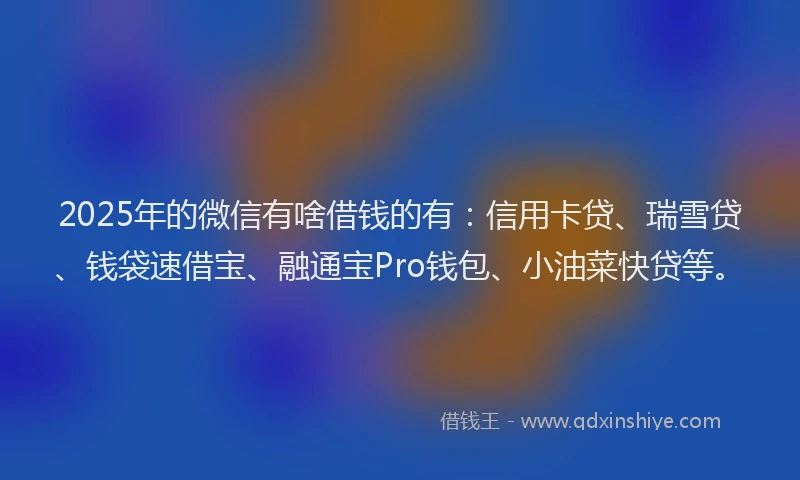 2025年的微信有啥借钱的有：信用卡贷、瑞雪贷、钱袋速借宝、融通宝Pro钱包、小油菜快贷等。