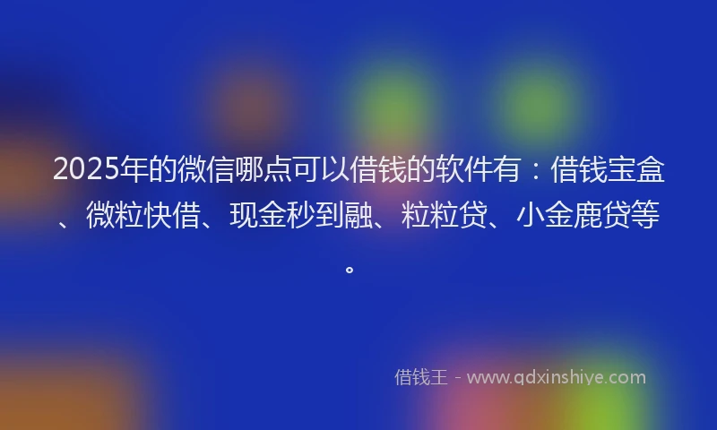 2025年的微信哪点可以借钱的软件有：借钱宝盒、微粒快借、现金秒到融、粒粒贷、小金鹿贷等。