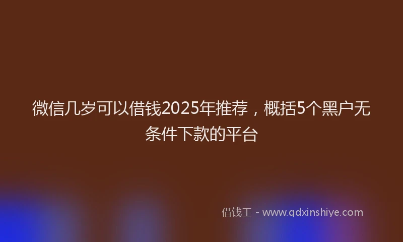 微信几岁可以借钱2025年推荐，概括5个黑户无条件下款的平台