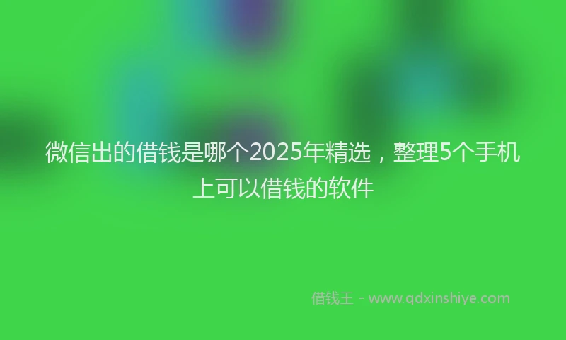微信出的借钱是哪个2025年精选，整理5个手机上可以借钱的软件
