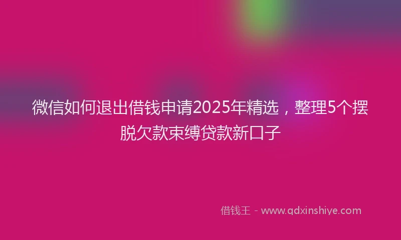 微信如何退出借钱申请2025年精选，整理5个摆脱欠款束缚贷款新口子