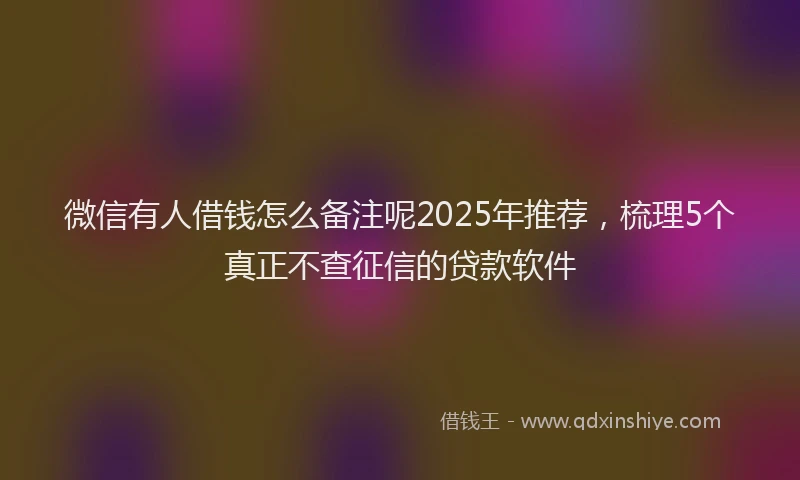 微信有人借钱怎么备注呢2025年推荐，梳理5个真正不查征信的贷款软件