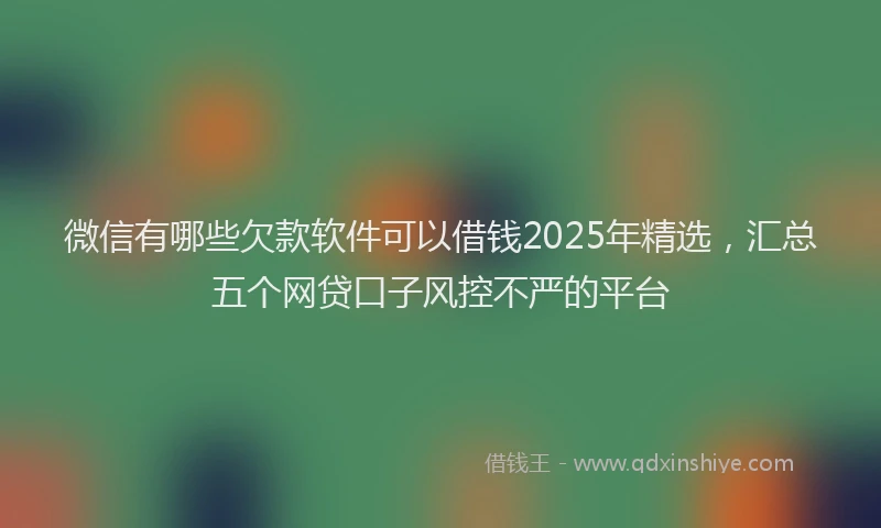 微信有哪些欠款软件可以借钱2025年精选，汇总五个网贷口子风控不严的平台