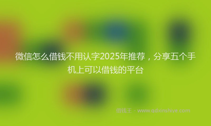 微信怎么借钱不用认字2025年推荐，分享五个手机上可以借钱的平台