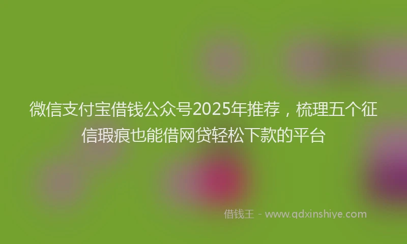 微信支付宝借钱公众号2025年推荐，梳理五个征信瑕疵也能借网贷轻松下款的平台