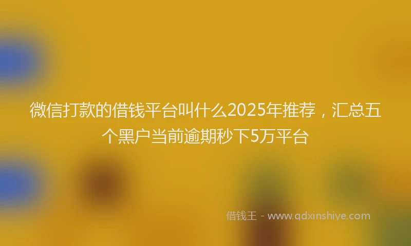 微信打款的借钱平台叫什么2025年推荐，汇总五个黑户当前逾期秒下5万平台