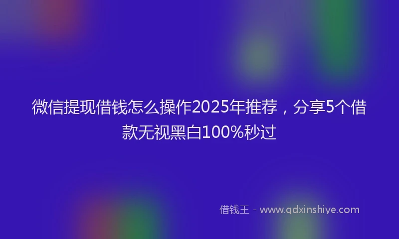 微信提现借钱怎么操作2025年推荐，分享5个借款无视黑白100%秒过