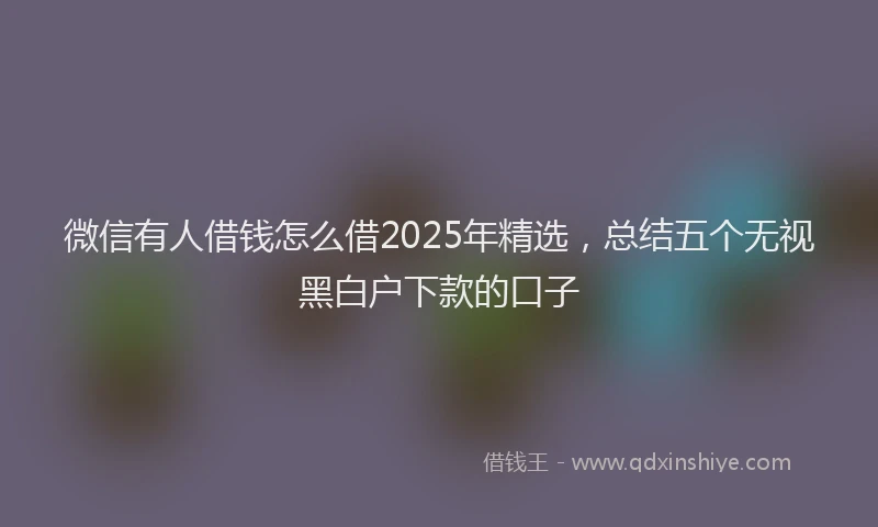 微信有人借钱怎么借2025年精选，总结五个无视黑白户下款的口子