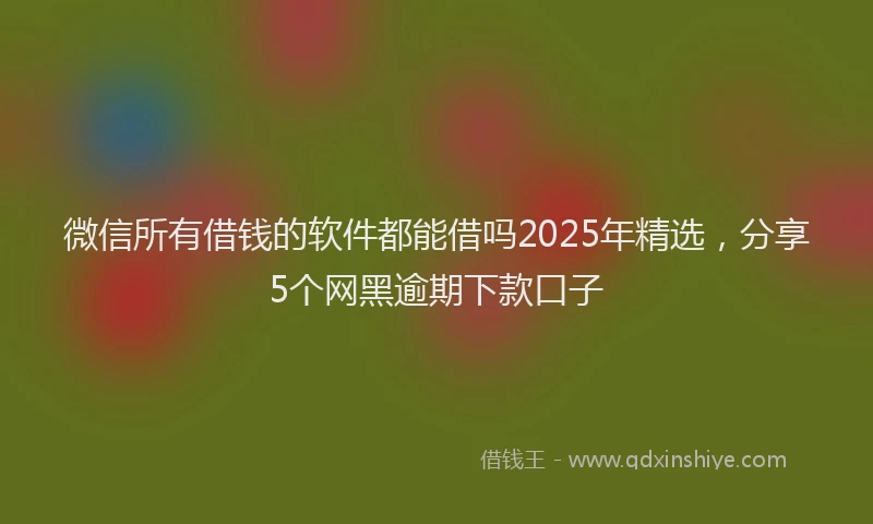 微信所有借钱的软件都能借吗2025年精选，分享5个网黑逾期下款口子