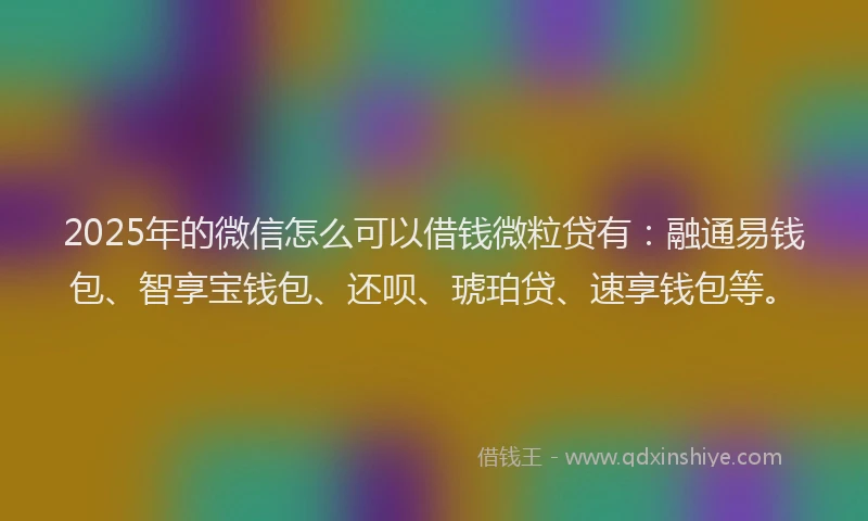 2025年的微信怎么可以借钱微粒贷有：融通易钱包、智享宝钱包、还呗、琥珀贷、速享钱包等。