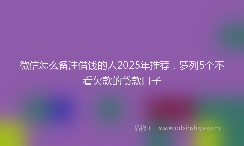 微信怎么备注借钱的人2025年推荐，罗列5个不看欠款的贷款口子
