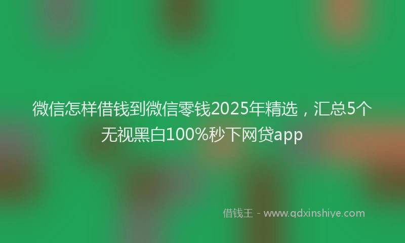 微信怎样借钱到微信零钱2025年精选，汇总5个无视黑白100%秒下网贷app