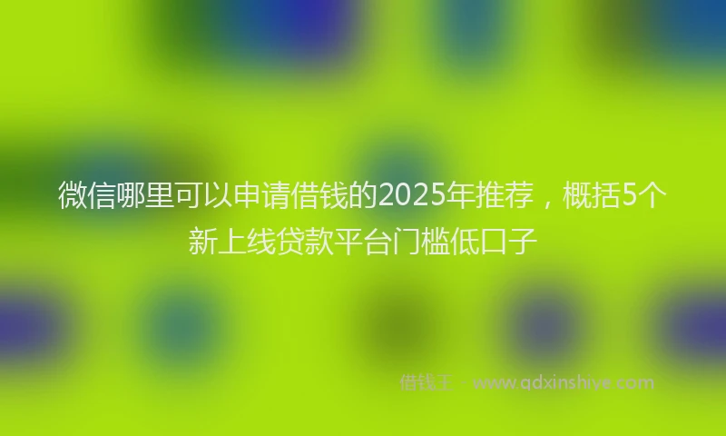 微信哪里可以申请借钱的2025年推荐，概括5个新上线贷款平台门槛低口子