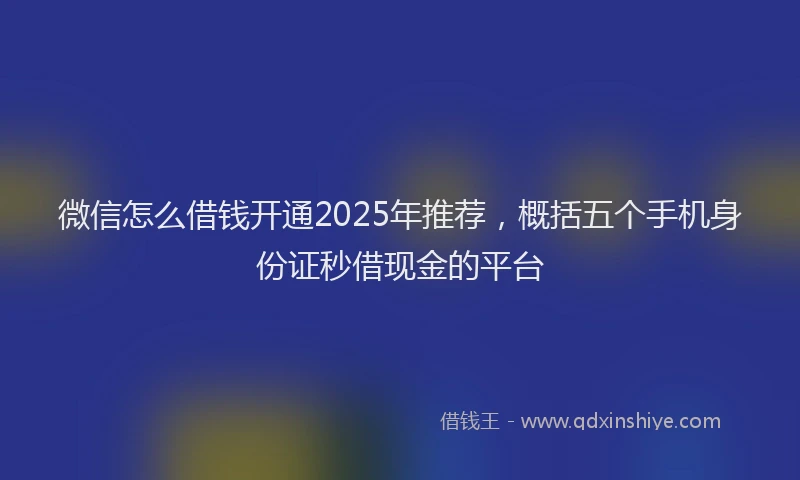 微信怎么借钱开通2025年推荐，概括五个手机身份证秒借现金的平台