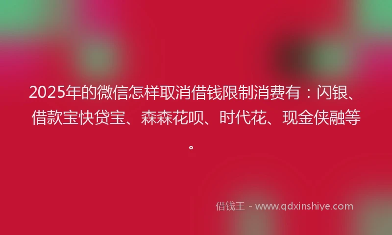 2025年的微信怎样取消借钱限制消费有：闪银、借款宝快贷宝、森森花呗、时代花、现金侠融等。