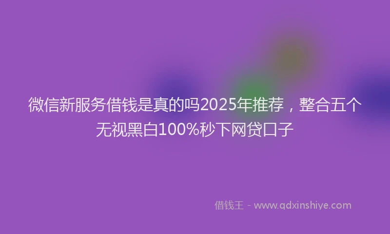 微信新服务借钱是真的吗2025年推荐，整合五个无视黑白100%秒下网贷口子