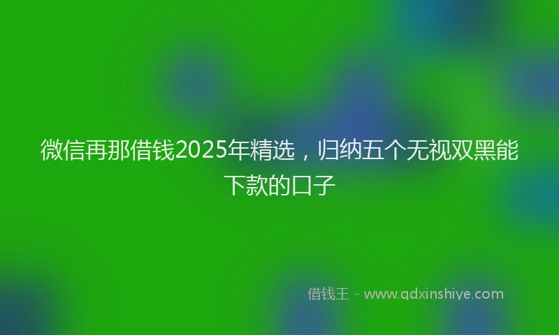 微信再那借钱2025年精选，归纳五个无视双黑能下款的口子