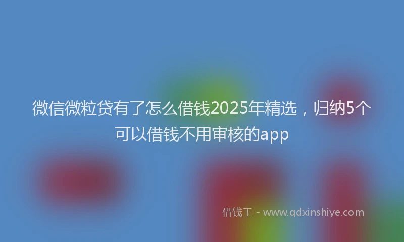 微信微粒贷有了怎么借钱2025年精选，归纳5个可以借钱不用审核的app