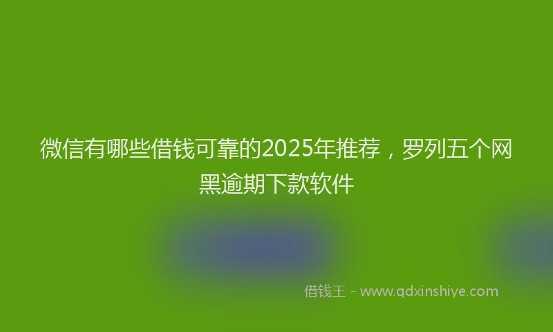 微信有哪些借钱可靠的2025年推荐，罗列五个网黑逾期下款软件