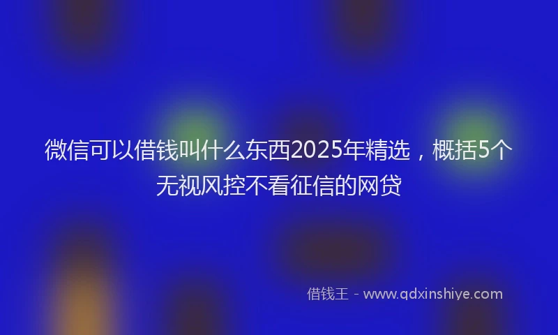 微信可以借钱叫什么东西2025年精选，概括5个无视风控不看征信的网贷