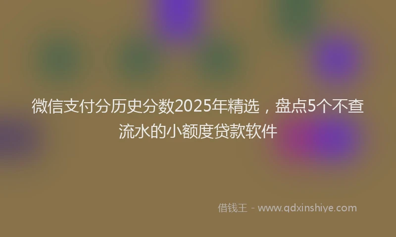 微信支付分历史分数2025年精选，盘点5个不查流水的小额度贷款软件