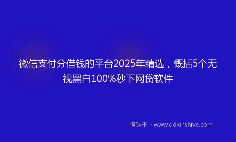 微信支付分借钱的平台2025年精选，概括5个无视黑白100%秒下网贷软件