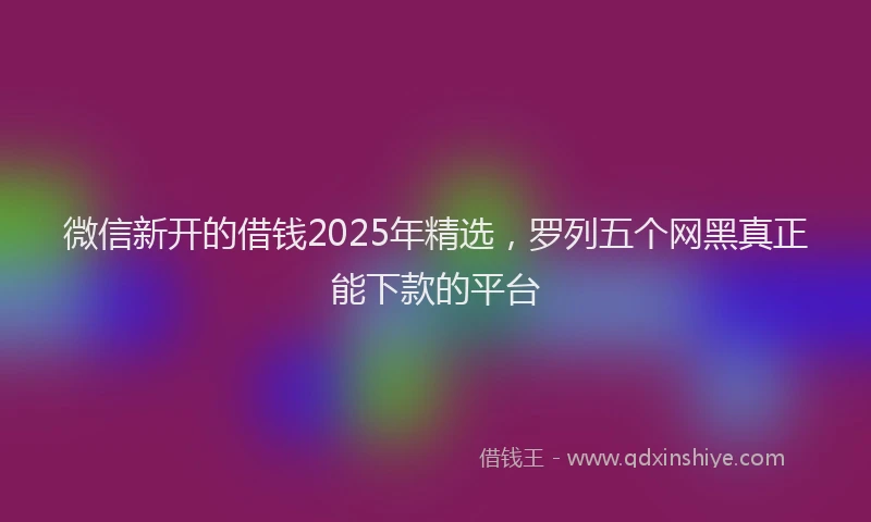 微信新开的借钱2025年精选，罗列五个网黑真正能下款的平台