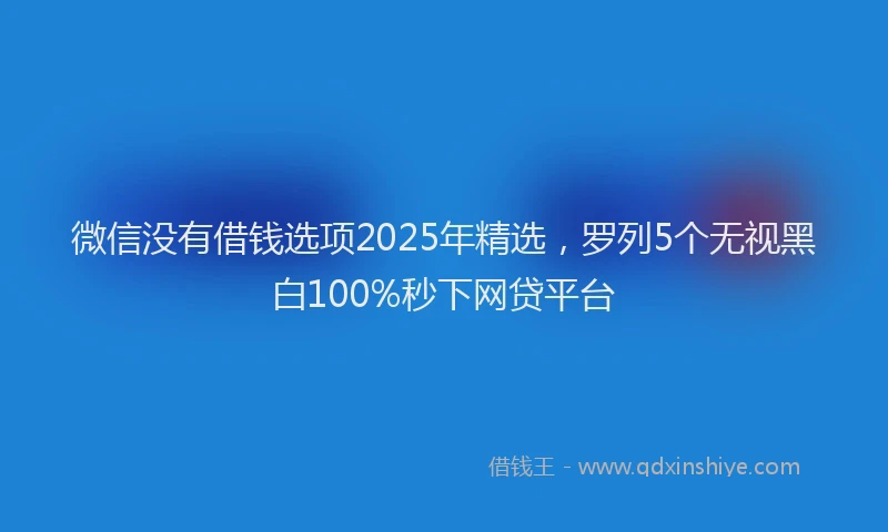 微信没有借钱选项2025年精选，罗列5个无视黑白100%秒下网贷平台