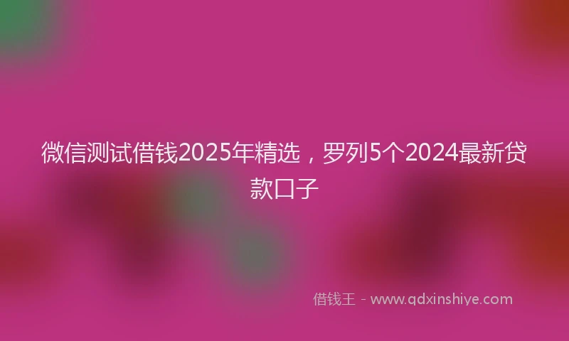 微信测试借钱2025年精选，罗列5个2024最新贷款口子