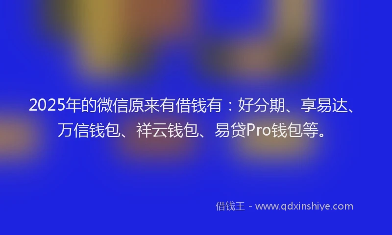 2025年的微信原来有借钱有：好分期、享易达、万信钱包、祥云钱包、易贷Pro钱包等。
