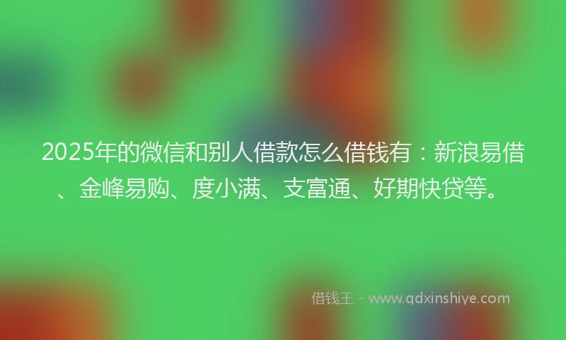 2025年的微信和别人借款怎么借钱有：新浪易借、金峰易购、度小满、支富通、好期快贷等。