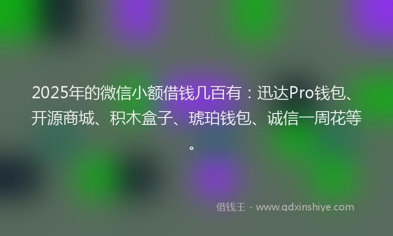 2025年的微信小额借钱几百有：迅达Pro钱包、开源商城、积木盒子、琥珀钱包、诚信一周花等。