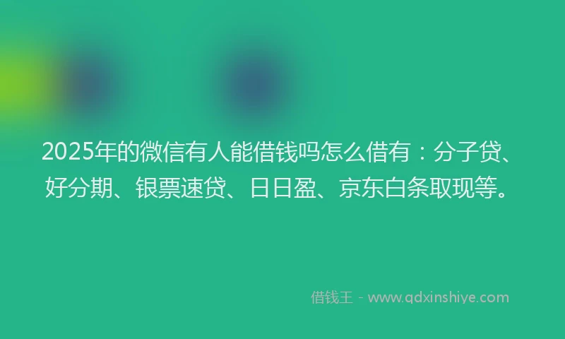2025年的微信有人能借钱吗怎么借有：分子贷、好分期、银票速贷、日日盈、京东白条取现等。