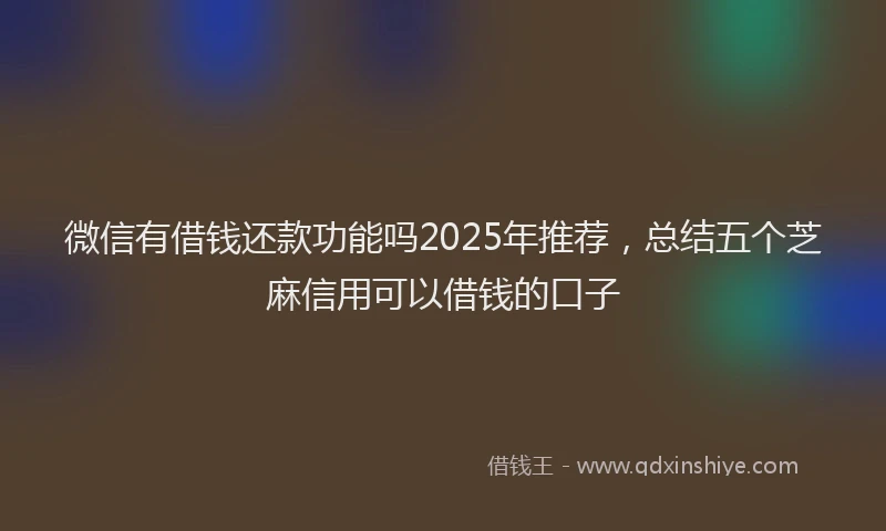 微信有借钱还款功能吗2025年推荐，总结五个芝麻信用可以借钱的口子