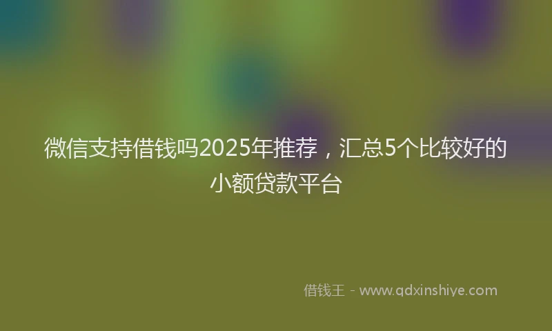 微信支持借钱吗2025年推荐，汇总5个比较好的小额贷款平台