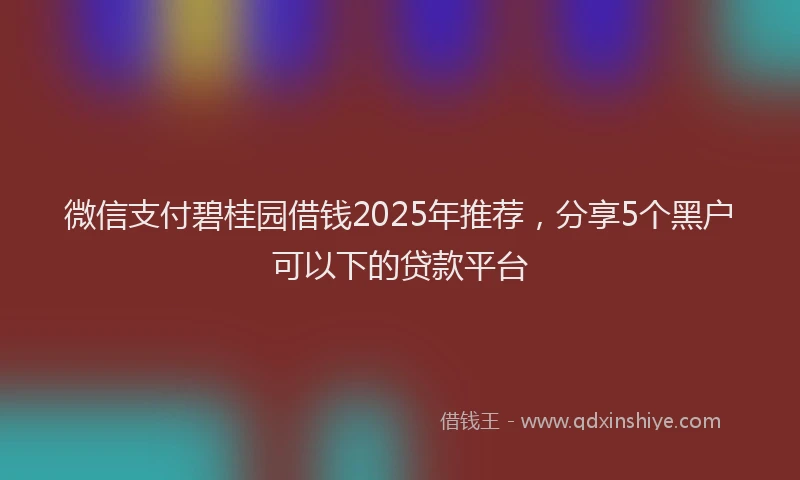 微信支付碧桂园借钱2025年推荐，分享5个黑户可以下的贷款平台