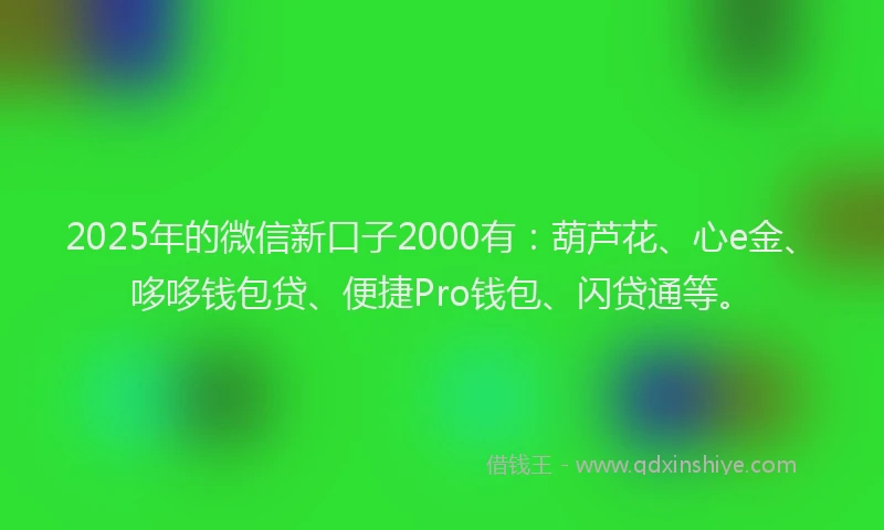 2025年的微信新口子2000有：葫芦花、心e金、哆哆钱包贷、便捷Pro钱包、闪贷通等。
