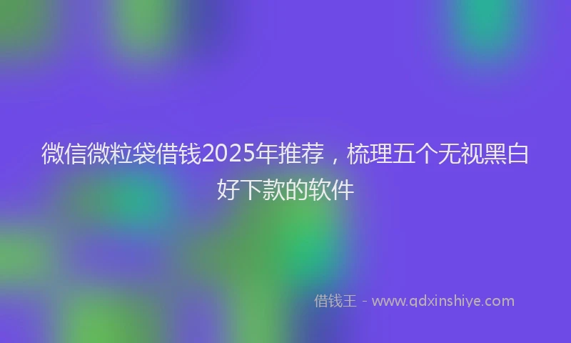 微信微粒袋借钱2025年推荐，梳理五个无视黑白好下款的软件