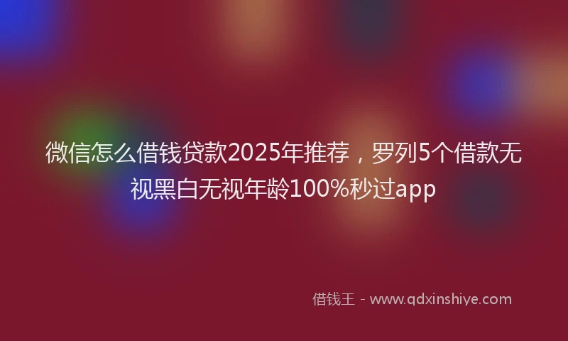 微信怎么借钱贷款2025年推荐，罗列5个借款无视黑白无视年龄100%秒过app