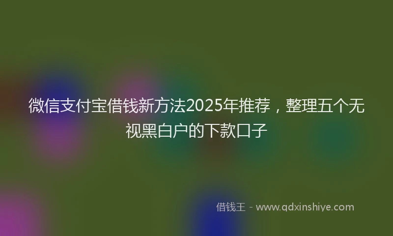 微信支付宝借钱新方法2025年推荐，整理五个无视黑白户的下款口子