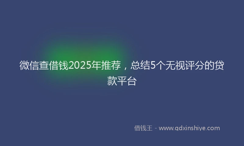 微信查借钱2025年推荐，总结5个无视评分的贷款平台