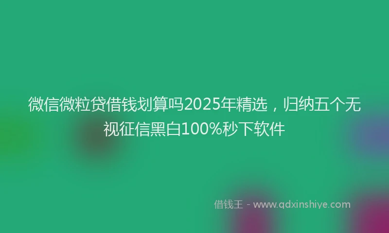 微信微粒贷借钱划算吗2025年精选，归纳五个无视征信黑白100%秒下软件
