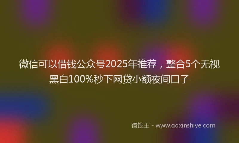 微信可以借钱公众号2025年推荐，整合5个无视黑白100%秒下网贷小额夜间口子