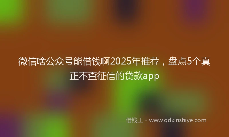 微信啥公众号能借钱啊2025年推荐，盘点5个真正不查征信的贷款app