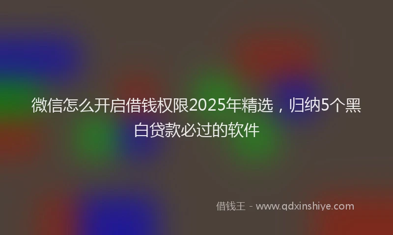 微信怎么开启借钱权限2025年精选，归纳5个黑白贷款必过的软件