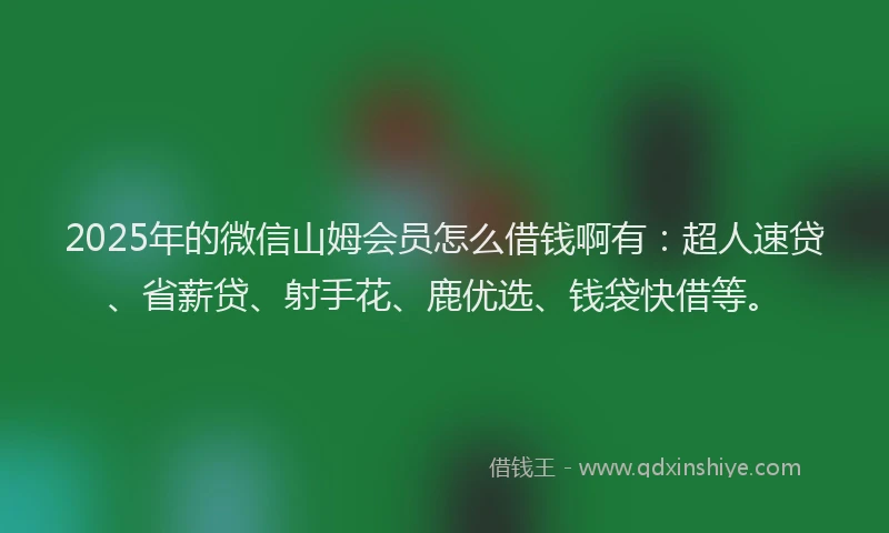 2025年的微信山姆会员怎么借钱啊有：超人速贷、省薪贷、射手花、鹿优选、钱袋快借等。
