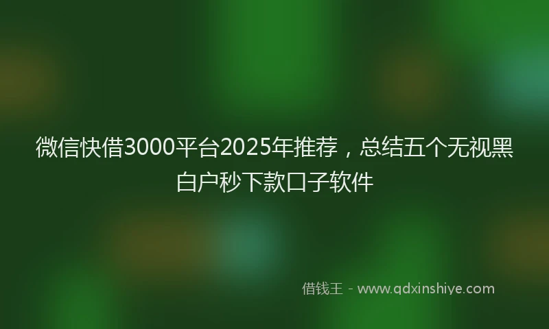 微信快借3000平台2025年推荐，总结五个无视黑白户秒下款口子软件