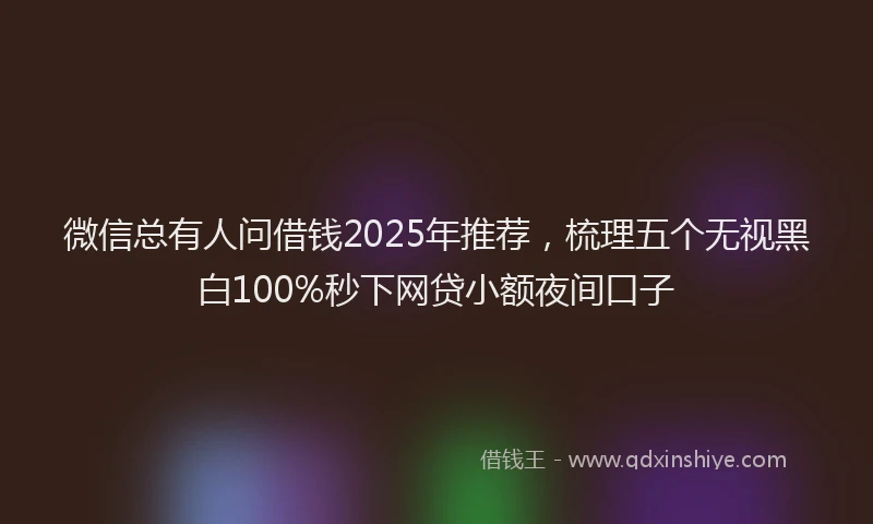 微信总有人问借钱2025年推荐，梳理五个无视黑白100%秒下网贷小额夜间口子