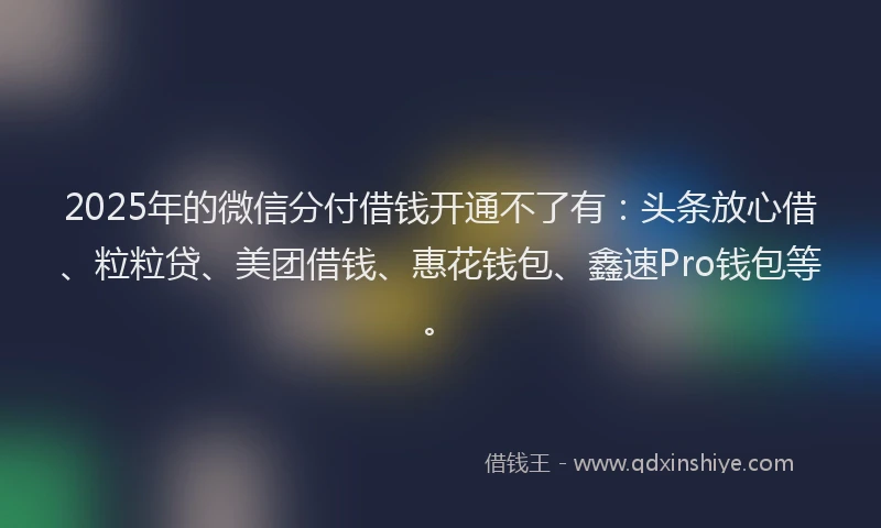 2025年的微信分付借钱开通不了有：头条放心借、粒粒贷、美团借钱、惠花钱包、鑫速Pro钱包等。